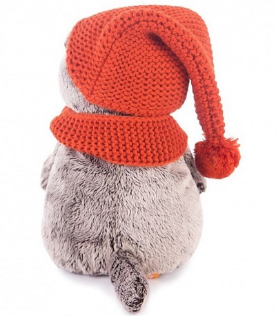 Мягкая игрушка Басик в вязаной шапке и шарфе 19 см Ks19-075