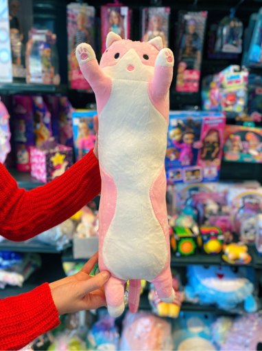 Мягкая игрушка Кот Батон розово-белый 45 см