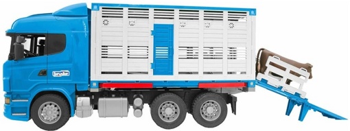 Автомобиль для перевозки животных Scania c фигуркой коровы Bruder 03549