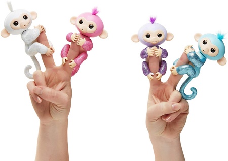 Блестящая интерактивная обезьянка Fingerlings Glitter Wowwee Sugar белая