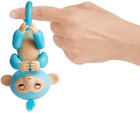 Блестящая интерактивная обезьянка Fingerlings Glitter Wowwee Амелия голубая