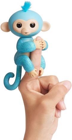 Блестящая интерактивная обезьянка Fingerlings Glitter Wowwee Амелия голубая
