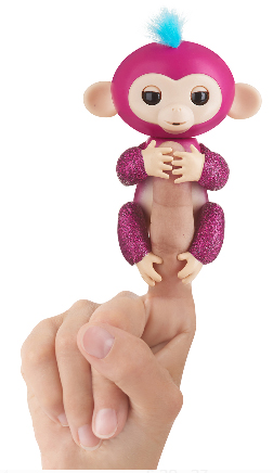 Блестящая интерактивная обезьянка Fingerlings Glitter Wowwee Razz Raspberry малиновая