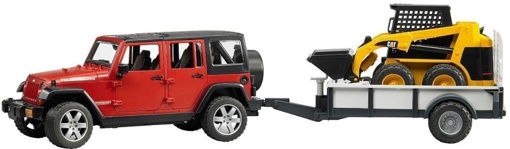 Bruder 02925 Внедорожник Jeep Wrangler Unlimited Rubicon с прицепом-платформой (уценка)