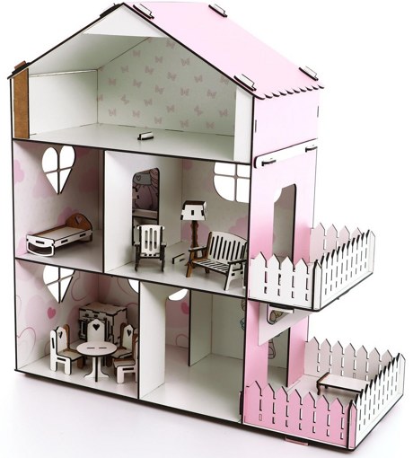Деревянный конструктор Кукольный дом Doll Style Авалон с мебелью КДФ03