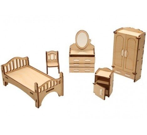 Деревянный конструктор "Набор мебели, спальня" Polly ДК-1-001-02