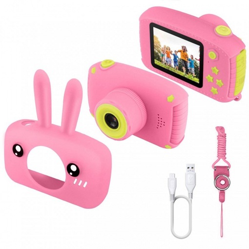Детский фотоаппарат Kids Camera зайчик розовый