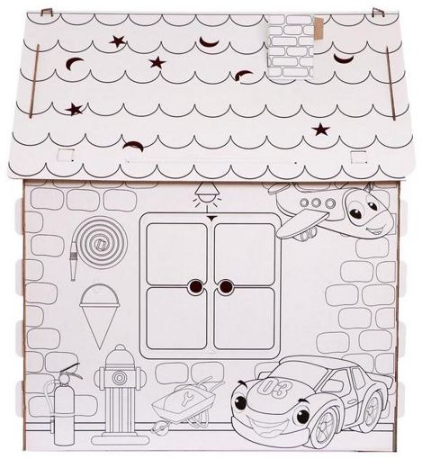 Дом-раскраска из картона "Пожарная станция" Забияка Бибалина