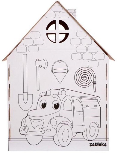 Дом-раскраска из картона "Пожарная станция" Забияка Бибалина