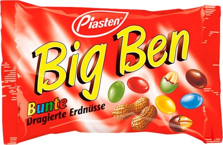 Драже Piasten Big Ben с арахисом и шоколадом в разноцветной глазури 100 г (Германия)