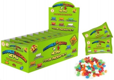Драже жевательное "Мармеладские игры" ассорти вкусов №2 ZED Candy 50 г (1 упаковка)