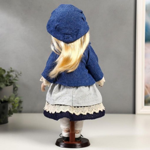 Фарфоровая кукла керамика Мариша в сарафане и синей кофточке 40 см 5053263