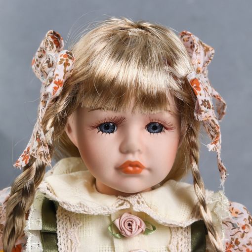Фарфоровая кукла керамика Валя в цветочном платье, с корзинкой 30 см 6260928