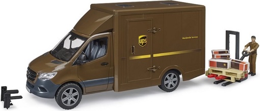 Фургон MB Sprinter почтовой службы UPS с фигуркой, погрузчиком и паллетами Bruder 02678