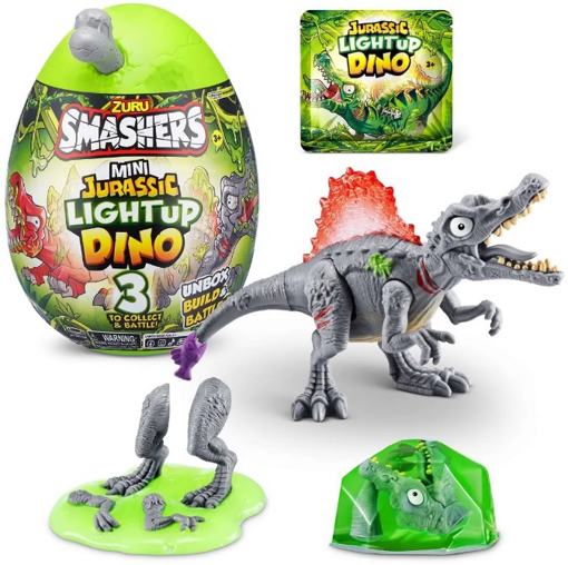 Игрушка сюрприз Smashers Mini Jurassic Lightup Dino серый