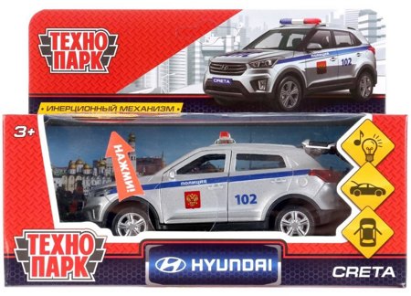 Инерц метал машинка "Полиция. Hyundai Creta" Технопарк свет звук CRETA-P-SL