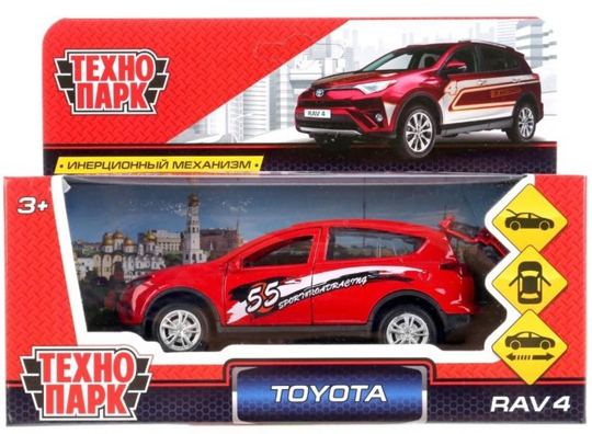 Инерционная металлическая машинка "Toyota Rav 4 Спорт" Технопарк красная