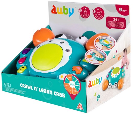 Интерактивная игрушка Ползающий краб 2-в-1 Auby 41084 свет, звук