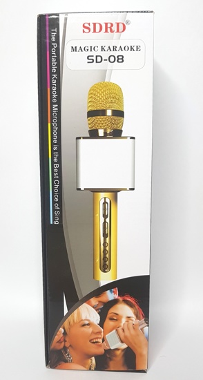 Караоке микрофон SDRD Magic Karaoke SD-08 розовое золото с 2-мя колонками (Оригинал)