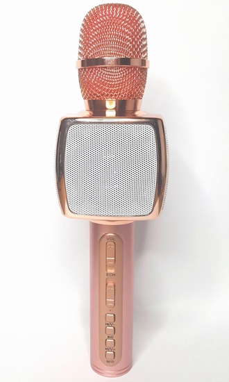 Караоке микрофон Zarmans ZN-09 розовое золото с 2-мя колонками (Оригинал)