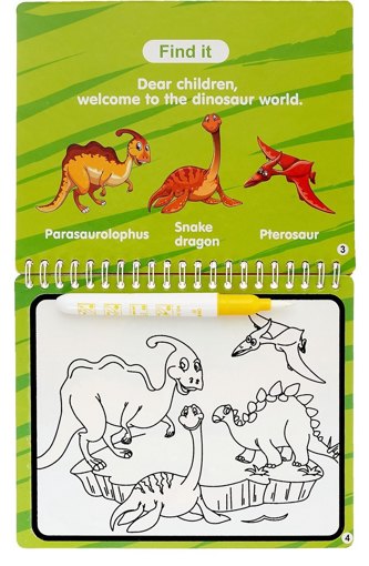 Книжка для рисования водой «Динозавры» с маркером Magic Water 98254