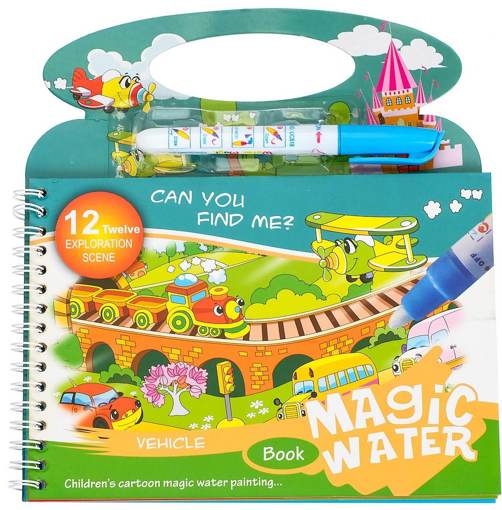 Книжка для рисования водой «Транспорт» с маркером Magic Water 37324