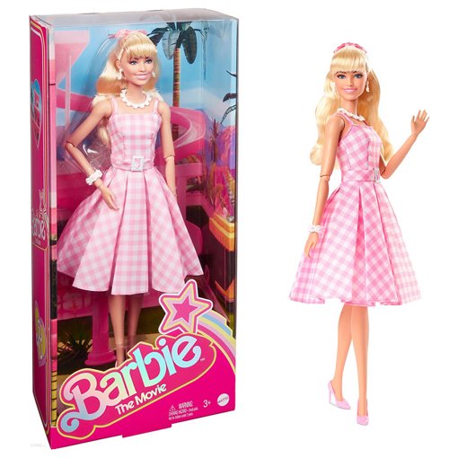 Коллекционная кукла Barbie The movie Барби Марго Робби в розовом платье HPJ96 - фото