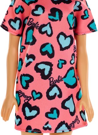 Кукла Барби Брюнетка в платье с синими сердечками GHW46