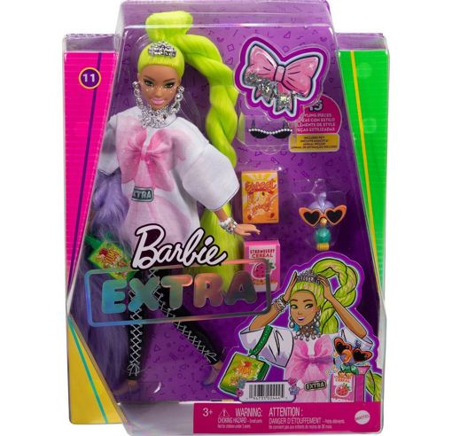 Кукла Барби Экстра с зелеными неоновыми волосами HDJ44