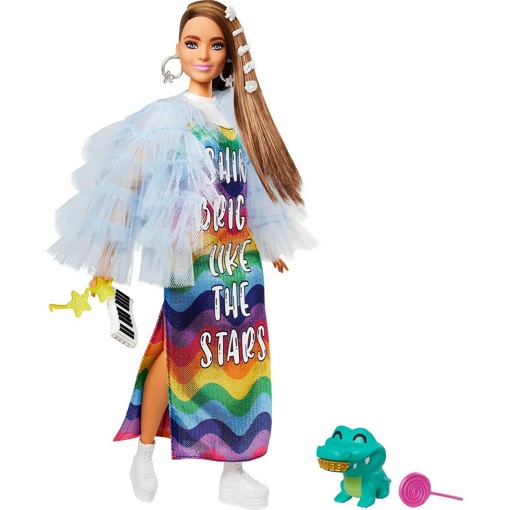 Кукла Барби Экстра в радужном платье GYJ78