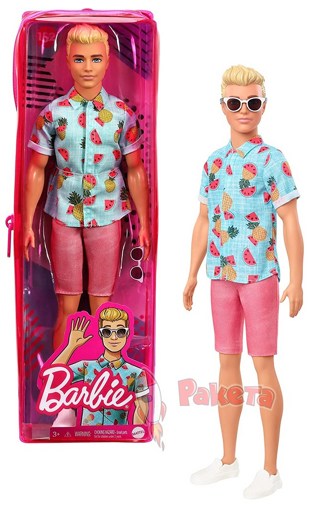 Кукла Барби Кен Игра с модой в рубашке с фруктами GYB04 (в пенале)