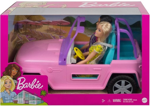 Кукла Барби с подругой в розовом джипе GVK02