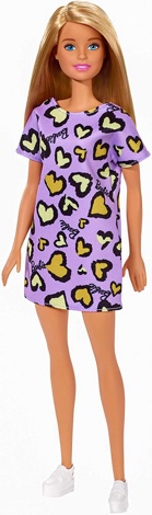 Кукла Барби Светло русая в фиолетовом платье с сердечками GHW49