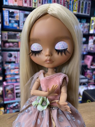 Кукла Блайз Блондинка в розовом платье (Кастом)