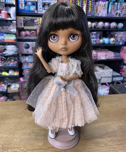 Кукла Блайз Брюнетка в персиковом платье (Кастом)