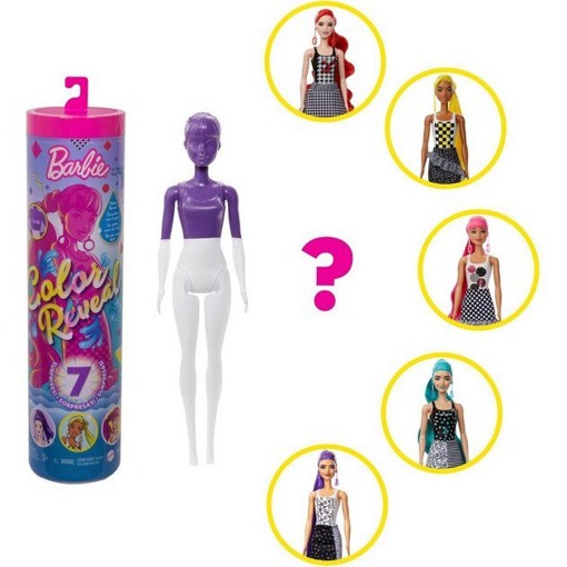 Кукла-сюрприз Барби Color Reveal "Цветное перевоплощение" 6 серия одноцветная GTR94