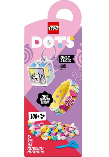 Лего 41944 Браслет и бирка для сумки Карамельная киса Lego Dots