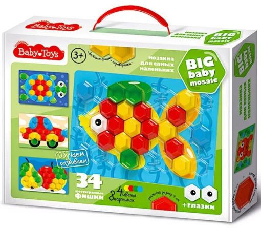 Мозаика для малышей 4 цвета 34 элемента Baby Toys 02516