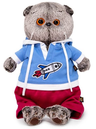 Мягкая игрушка Кот Басик в футболке с ракетой 22 см Ks22-179