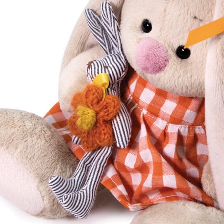 Мягкая игрушка Зайка Ми в оранжевом платье с зайчиком 15 см SidX-376