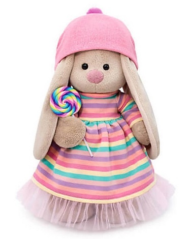 Мягкая игрушка Зайка Ми в полосатом платье с леденцом 25 см StS-388 - фото