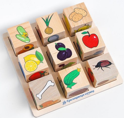 Набор деревянных кубиков Съедобное-Несъедобное Краснокамская игрушка Н-15