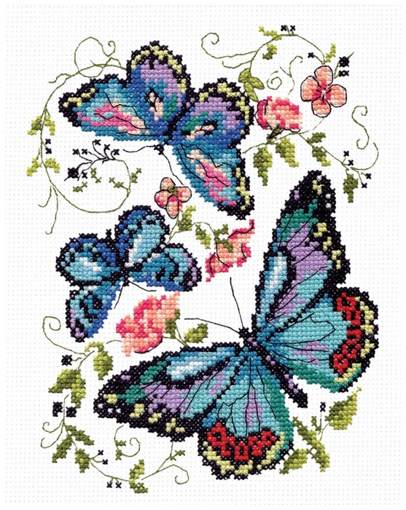 Набор для вышивания крестиком "Синие бабочки" Чудесная игла 42-03