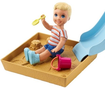 Набор Барби Скиппер Игра с малышом Горка и песочница FXG96