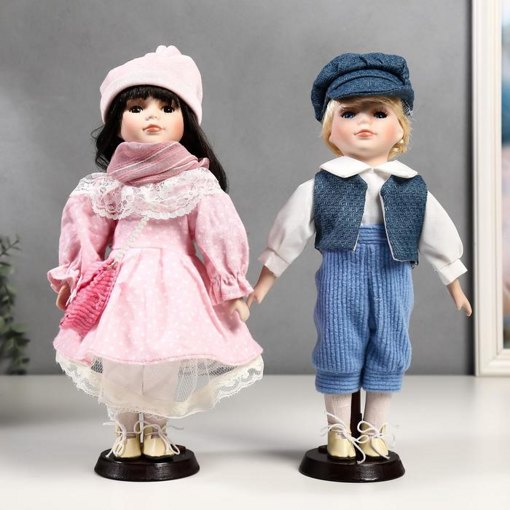 Набор из 2 фарфоровых кукол керамика Полина и Кирилл 30 см 4822747