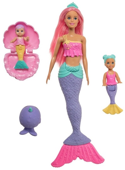 Набор Кукла Барби с маленькими русалочками FXT25