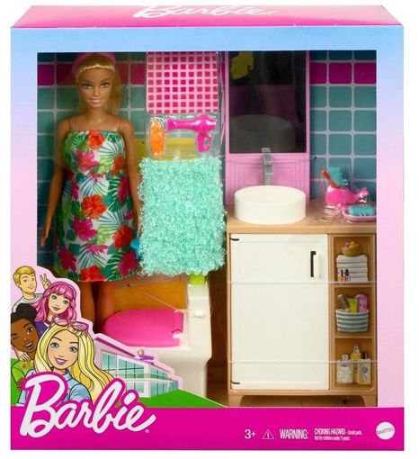 Набор кукла Барби ванная комната с аксессуарами GRG87