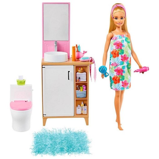 Набор кукла Барби ванная комната с аксессуарами GRG87