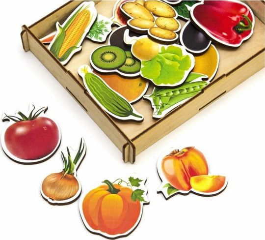 Обучающий пазл-набор "Овощи, фрукты, ягоды" WoodLand Toys 111401