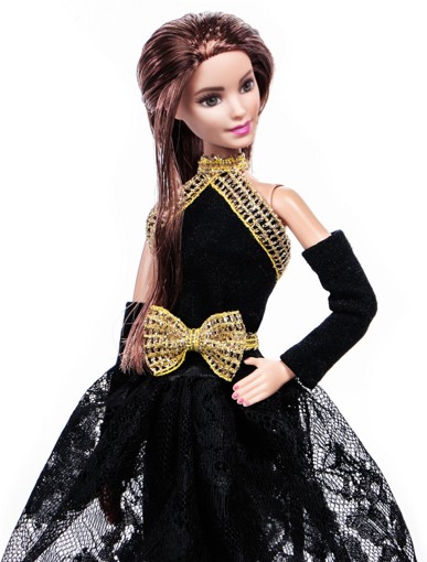 Одежда для кукол Барби Платье черное с золотым бантиком 12830-3